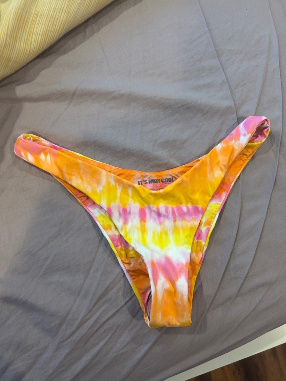 It's Now Cool 90’s Tie-Dye High Cut Bikini Bottom - Pink, Orange & Yellow